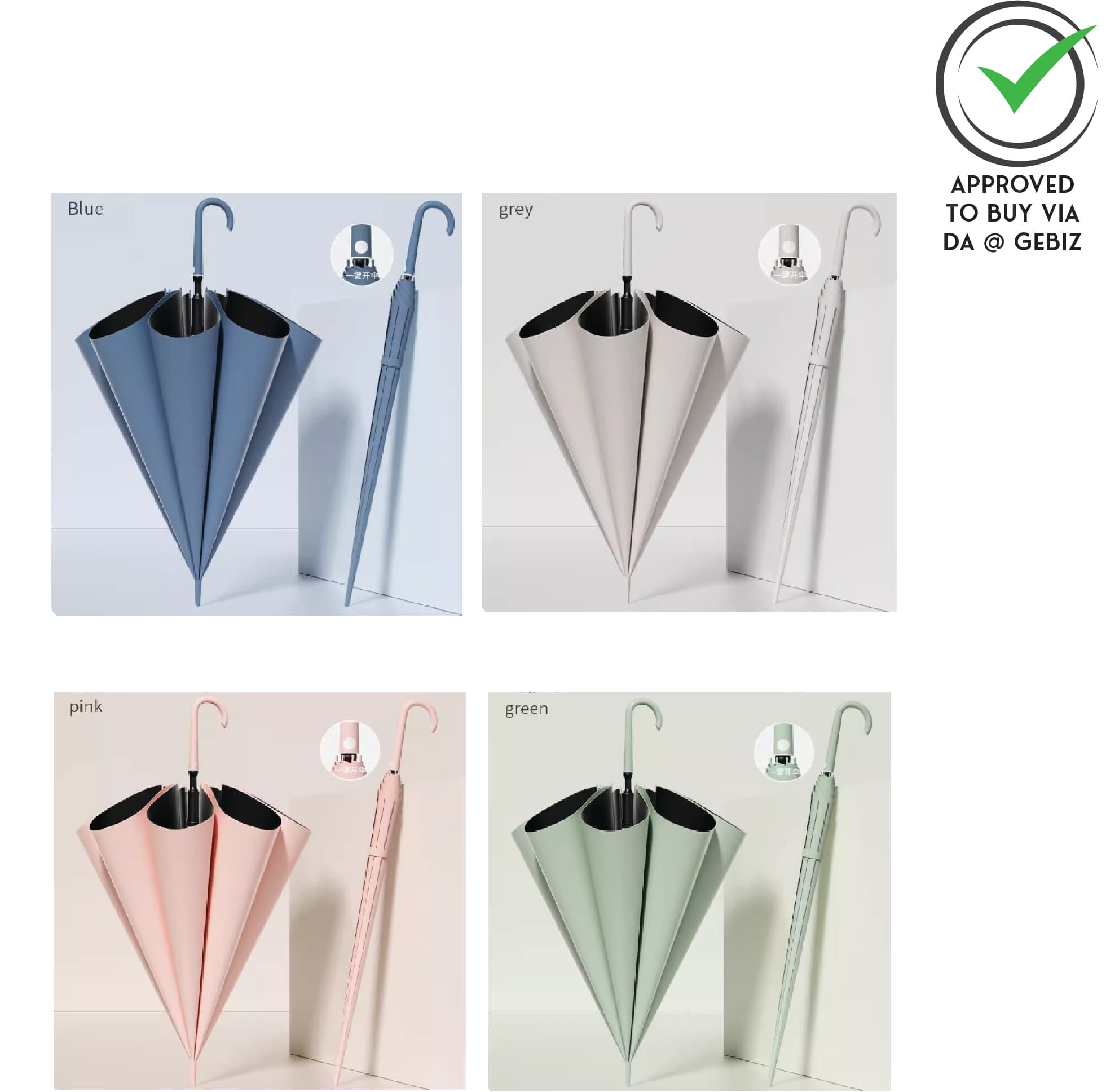 A05-05 24′ Classic Straight Umbrella UV J Handle